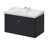 Danbury Wall Mounted Single Drawer Vanity Unit with Windsor Basin | Satin Anthracite | MDF | 800mm