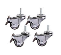 Dance angel 4 x Thread Stem M6 Rubber Casters, 1inch 25mm with Brakes ball bearing Universal Silent Castor Wheels, for Furniture Office chair Scaffolding
