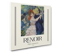 Dance At Bougival By Pierre Auguste Renoir Exhibition Museum Classic Painting Canvas Wall Art Print Ready to Hang, Framed Picture for Living Room Bedroom Home Office Décor, 14x14 Inch (35x35 cm)