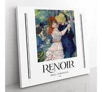 Dance At Bougival By Pierre Auguste Renoir Exhibition Museum Classic Painting Canvas Wall Art Print Ready to Hang, Framed Picture for Living Room Bedroom Home Office Décor, 50x50 cm (20x20 Inch)
