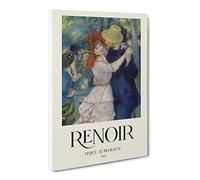 Dance At Bougival By Pierre Auguste Renoir Exhibition Museum Painting Canvas Wall Art Print Ready to Hang, Framed Picture for Living Room Bedroom Home Office Décor, 24x16 Inch (60x40 cm)