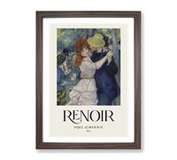 Dance At Bougival By Pierre Auguste Renoir Exhibition Museum Painting Framed Print | A4 Walnut Framed Wall Art | Ready to Hang | Modern Historical Picture | Living Room Bedroom Lounge Office
