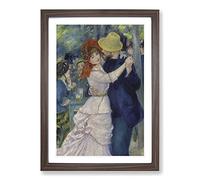 Dance-at-Bougival by Pierre-Auguste Renoir Framed Print | A2 Walnut Framed Wall Art | Ready to Hang | Modern Nature Picture | Living Room Bedroom Lounge Office