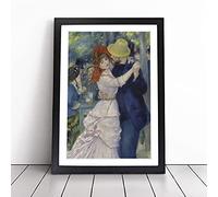Dance-At-Bougival By Pierre-Auguste Renoir Framed Wall Art Picture Print - Canvas Painting - Modern Home Décor Poster - Ready to Hang for Living Room Bedroom Kitchen - Black A3 (36 x 48 cm)