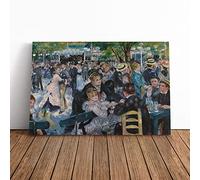 Dance At Le Moulin De La Galette By Pierre-Auguste Renoir | Canvas Wall Art Print | Framed & Ready to Hang Picture | Modern Home Decor for Living Room, Bedroom, Kitchen or Office | 24x16 Inches