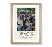 Dance At Le Moulin De La Galette By Pierre Auguste Renoir Exhibition Museum Painting Framed Print | A4 Oak Framed Wall Art | Ready to Hang | Modern Historical Picture | Living Room Lounge Office