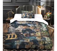 Dance at Le Moulin De La Galette Quilt Cover for Teens And Adults Comforter Covers Duvet Cover 3D Print Renoir with Pillow Cases Bedding Set Soft Microfiber with Zipper Closure 2 Pieces Single（135x200