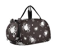 Dance Bag Sports Duffle Bag for Girl Boys,White Spiders Black Kids Gym Bag, SpiderTravel Duffle Bag with Name, Overnight Weekender Bags