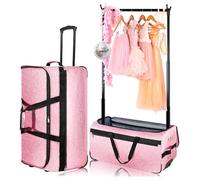 Dance Bag with Garment Rack and Privacy Curtain, Bling Dance Bag with Curtain, Collapsible Dance Competition Bags with Stand for Shows, Livestreamers, Travel, pink, Fashion (PINK - no curtain)