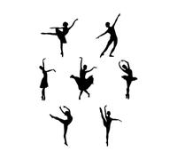 Dance Ballet Set of Seven Dancer Silhouettes Wall Art Vinyl Decal Stickers Home Decorative for Girls Bedroom DIY Removable Small - 42x56cm