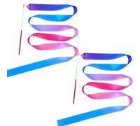 Dance Band, Pack of 2 Colourful Gymnastics Bands with Rod Gymnastics Ink Ribbon Dance Bands Children's Rainbow Ribbon for School and Home Game, Girls at Children's Birthday or Christmas Rhythmic