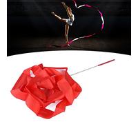 Dance Bands Gymnastics Ribbon Streamer Magic Wands for 4 m 13.12 ft Nylon Fibreglass Red Handle Flexible Rotation Non-Slip Handle for Dancing Gymnastics Birthday Parties (Red)