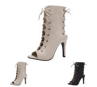 Dance Boots Women's Latin Stiletto Heel Salsa Ballroom Lace-Up Ankle Boots, White (white 2), 6 UK