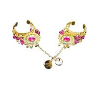 Dance Bracelet For Women, Belly Dance Stage Performance Accessories, Bollywood Bracelets 1 Pair(Rose red)