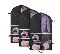 Dance Costume Garment Bags for Dancers,Garment Bag 40 Inch for Dance Competitions,Garment Bags For Travel Hanging Clothes,Waterproof Hanging Clohtes Storage Garment Bag. (3 Pack Upgrade Black, 40")
