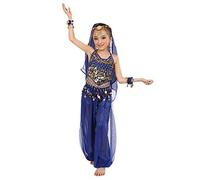 Dance Costume Girls Outfit Roman Day Policeman Kids Belly Hip Scarf Egyptian Greek Astronaut Victorian School Girl Flash Ostume Indian Costumes for Baby Ballet,Blue,7-8 Years