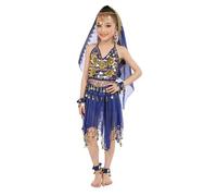 Dance Costume Victorian School Girl Girls Kids Astronaut Costumes Ballet Outfit Egyptian Dress Up Flash Sequin Skirt Cowgirl Firefighter Teen Clothes Jumpsuit,Blue-a,5-9 Years