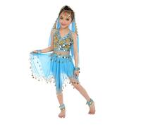Dance Costumes for Girls Sequin Skirt Kids Ballet Outfit Astronaut Costume Roman Day Baby Egyptian Policeman Cowgirl Dress Up Belly Dancer Dancing Rockstar,Sky Blue-b,5-9 Years