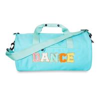 Dance Duffle Bag for Girls Large Size, Lightweight Gymnastic Sports Bag with Chenille Letters, 16.5x9x9 Inch, for Ballet, Cheer, Athletes, Ages 6-10 (Blue)