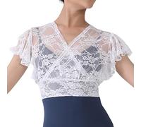 Dance Elite - Robinn - Full Lace Dance Top For Women. Tops for Women Ballet and Dance, White, X-Small