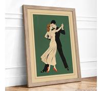 Dance Floor Romance Vintage Framed Wall Art Print A3 (42×29.7cm) Oak, Wall Decor for Living Room, Bedroom, Office & Home, Ready to Hang, Art Gift