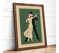 Dance Floor Romance Vintage Framed Wall Art Print A4 (29.7×21cm) Walnut, Wall Decor for Living Room, Bedroom, Office & Home, Ready to Hang, Art Gift
