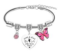 Dance Gifts for Girls Dance Charm Bracelet for Girls Dance Lover Gifts Just a Girl Who Loves Dance Bracelet Birthday Gift Graduation Gift for Her Friends Sister Daughter