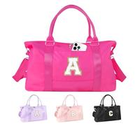 Dance Gym Duffel Bag for Teen Girls, Personalized Initial Travel Weekender Bag,Cute Overnight Carry On Duffle for Women,Sports Travel Cheer Bag,Monogram Christmas Gifts for Tween Preppy