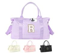 Dance Gym Duffel Bag for Teen Girls, Personalized Initial Travel Weekender Bag,Cute Overnight Carry On Duffle for Women,Sports Travel Cheer Bag,Monogram Christmas Gifts for Tween Preppy