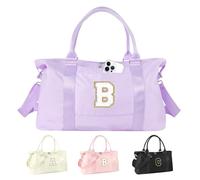 Dance Gym Duffel Bag for Teen Girls, Personalized Initial Travel Weekender Bag,Cute Overnight Carry On Duffle for Women,Sports Travel Cheer Bag,Monogram Birthday Gifts for Tween Preppy