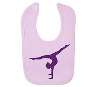 Dance Gymnastics Silhouette (Pose 8) Cotton Baby bib - Pastel Pink