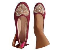Dance Heels Ladies Sandals Modern Shoes Women's Glitter Latin Ballroom Closed Toe for Tango Salsa Samba Waltz Social Dancing Flat Women UK Line Heeled Heel Height A-Red Size 5