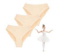 Dance Knickers Girls, 3PCs Girls Knickers for Dance Nude Pants High Cut Cotton Dancing Knicker for Beginner Ballet Brief Pants Kids Ballet Underwear (3-5 Years)