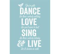Dance Love Sing Live Blue Canvas Wall Art Print