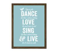 Dance Love Sing Live Blue Large Framed Art Print Poster Wall Decor 18x24 inch