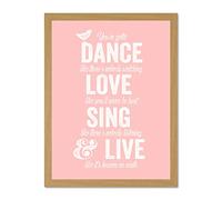 Dance Love Sing Live Blush Large Framed Art Print Poster Wall Decor 18x24 inch