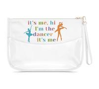 Dance Lover Gift for Women Girls Clear Makeup Bag Dance Teacher Appreciation Gift Dancing Themed Cosmetic Bag Graduation Christmas Birthday Present for Dancer Coach Daughter Sister Travel Pouch, beige