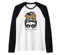 Dance Mom Messy Bun Hair Funny Leopard Dancer Raglan Baseball Tee