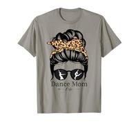 Dance Mom Messy Bun Hair Funny Leopard Dancer T-Shirt