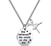Dance Necklace She Believed She Could So She Did Inspirational Ballet Dancer Jewelry Dancing Girl Jewelry Recital Gift (silver, st)