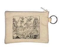 Dance of Death Dancing Skeletons Key Chain Coin Purse Beige