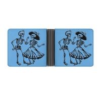 Dance of Death Macabre Skeleton Skull Leather Wallets for Men Slim Bifold Wallet Credit Card Holder Front Pocket Wallets