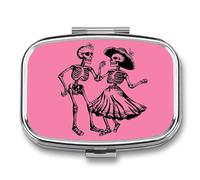 Dance of Death Macabre Skeleton Skull Travel Pill Box Portable Pill Organizer Medical Box Pill Case Pill Container for Men Women