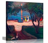 Dance on the Beach by Edvard Munch Canvas Prints Wall Decor Giclee Oil painting reproduction Stretched Wall Art Framed 60 x 60cm (24 x 24 inches)