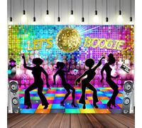 Dance Party Backdrop Retro 80s 90s Theme Stage Dance Ball Music Birthday Party Decoration DJ Photography Background 10 x 8 ft for Baby Shower Picture Photo Shoot Polyester Fabric, Multi