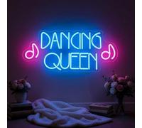 Dance Queen Neon Signs for Wall Decor Neon Light Up Sign Pink & Blue Led Word Light Sign for Room Decor Dimmable USB Powered Sign for Dancing Party, Bar Accessories, Birthday Party Decoration