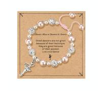 Dance Recital Gifts for Women, Dancing Sparkle Pink Dance Bracelet for Dance Lover Team, Ballerina Gift for Ballet Dancer, Dancing School Competition Gifts for Ballet Friends Mate, M, Rhinestone, no