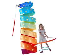 Dance Ribbons - Silk Rainbow, Streamer Tool High Fluidity Artistic Movement Rhythmic Performance Equipment System | Heart Pattern Baton Stick Twirling for Kids Gymnastics Band