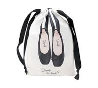 Dance Shoe Bag - Satin Drawstring Bag | Portable Shoe Bags with Drawstring | Lightweight and Washable Organizer for Classical Dance, Jazz and | Multipurpose Storage Bag for, Black, riferimento alla