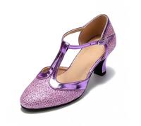 Dance Shoes Black Sandals for Women Heels Size 6 Heeled Heel Height Closed Toe Line Dancing Latin Womens Wedge Women's Mary Jane Pumps Close Dress Comfortable Court Purple-a Size 5.5